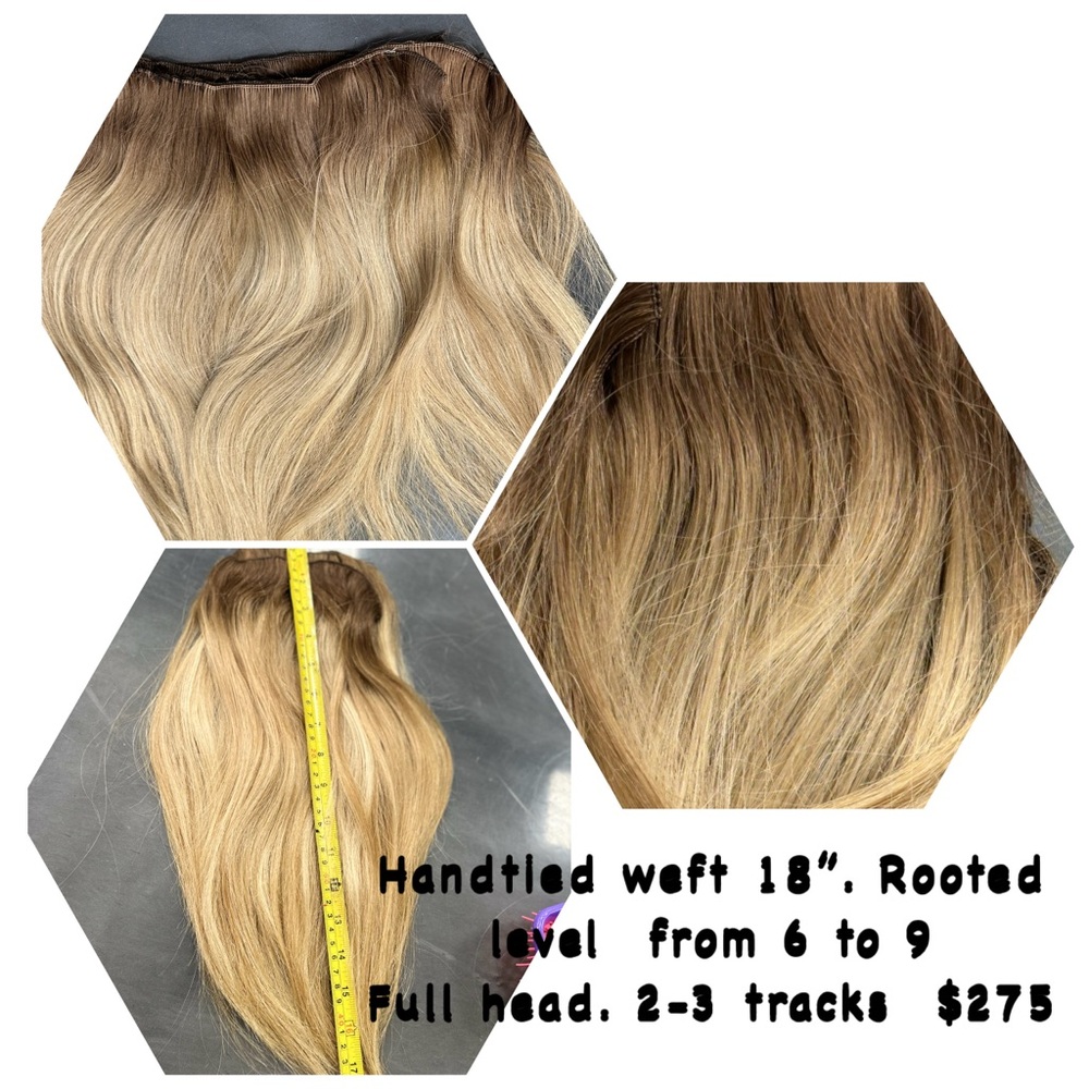 Handtied Weft 18" Blonde Hair Extensions